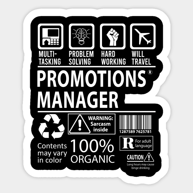 Promotions Manager T Shirt - MultiTasking Certified Job Gift Item Tee Sticker by Aquastal